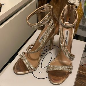 Steve Madden Sweetest Rose Gold Diamanté Heels - 5.5